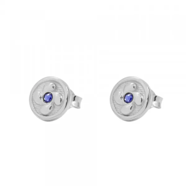 Pendientes Lauburu Plata y Circonita Azul 10mm*Eguzkilore Best