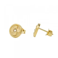 Pendientes Lauburu Redondos Plata Dorada Circonita 10mm*Eguzkilore Best