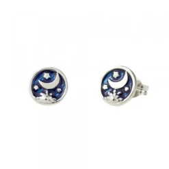 Pendientes Luna de Plata con Esmalte Azul*Eguzkilore Clearance