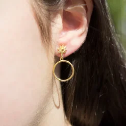 Pendientes Luna Llena Largos Plata Dorada*Eguzkilore Outlet