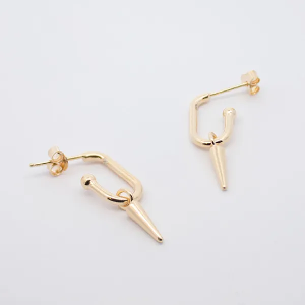 Pendientes Medio Eslabón Punk Plata Dorada 15mm*Eguzkilore New