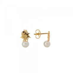 Pendientes Mountain de Plata Dorada con Perla*Eguzkilore