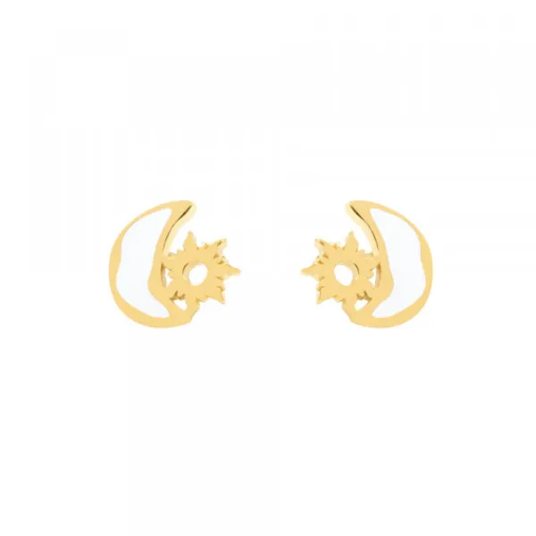 Pendientes Mountain Plata Dorada con Esmalte Blanco*Eguzkilore Online