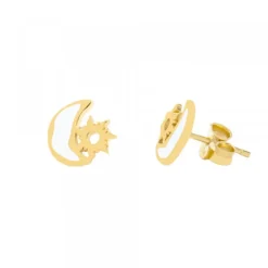 Pendientes Mountain Plata Dorada con Esmalte Blanco*Eguzkilore Online