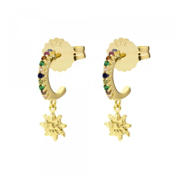 Pendientes Muka Plata Dorada y Circonitas Multicolor*Eguzkilore