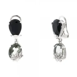 Pendientes Queen 3 Largos Plata y Cristales Negros*Eguzkilore Clearance