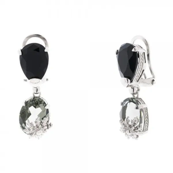 Pendientes Queen 3 Largos Plata y Cristales Negros*Eguzkilore Clearance