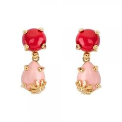 Pendientes Rania de Plata Dorada Piedras Rojas y Rosas*Eguzkilore Discount