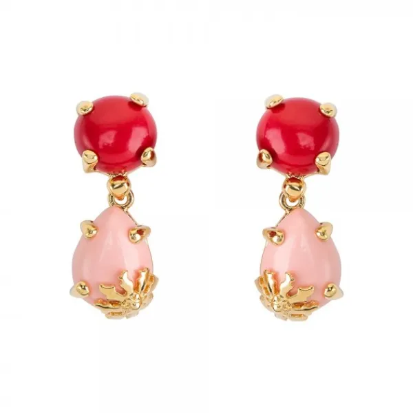 Pendientes Rania de Plata Dorada Piedras Rojas y Rosas*Eguzkilore Discount