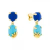 Pendientes Rania Plata Dorada y Piedras Azules*Eguzkilore Online