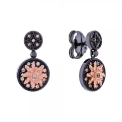 Pendientes R2 Largos Rutenio y Rosa con Circonitas*Eguzkilore Clearance