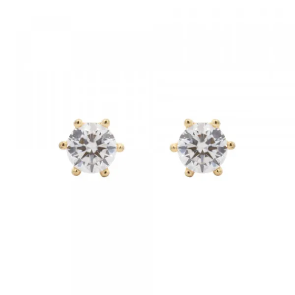 Pendientes Solitario Plata Dorada y Circonita 11mm*Eguzkilore Discount