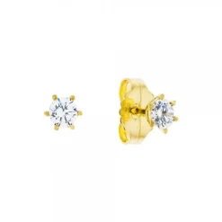 Pendientes Solitario Plata Dorada y Circonita 11mm*Eguzkilore Discount
