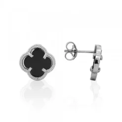 Pendientes Trébol de Plata Ónix*Eguzkilore Clearance