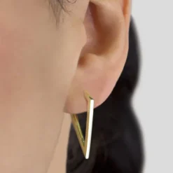 Pendientes Triangulares Plata Dorada 32mm*Eguzkilore Outlet