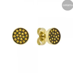 Pendientes Two Plata Dorada y Circonitas Amarillas*Eguzkilore Clearance