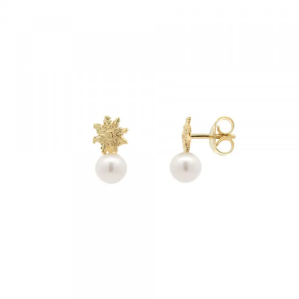 Pendientes Tú y Yo Plata Dorada y Perla 5mm*Eguzkilore Sale