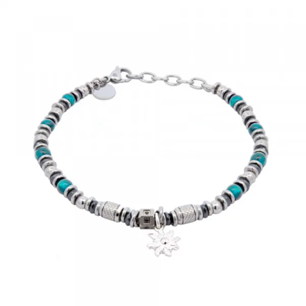 Pulsera Acero con Turquesas*Eguzkilore