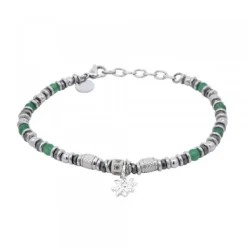 Pulsera Acero Cuentas Jade Verde*Eguzkilore Best