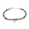Pulsera Acero Cuentas Resina Negra*Eguzkilore Online