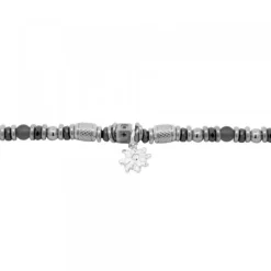 Pulsera Acero Cuentas Resina Negra*Eguzkilore Online