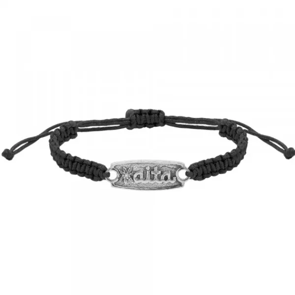 Pulsera Aita Negra Plata Acabado Rústico*Eguzkilore Online