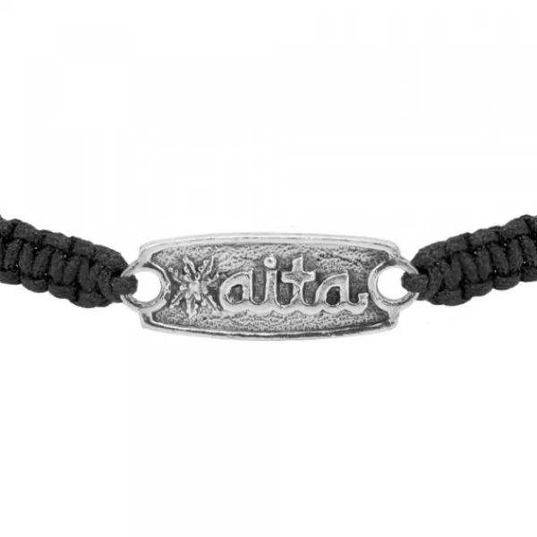 Pulsera Aita Negra Plata Acabado Rústico*Eguzkilore Online