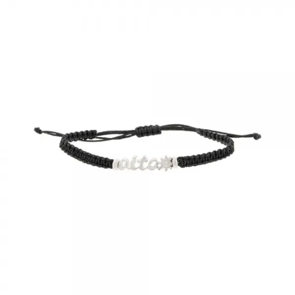 Pulsera Aita Plata con Cordón Negro*Eguzkilore New