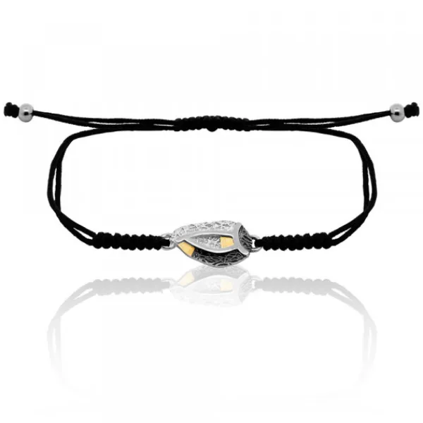 Pulsera Almendra de Vitoria Plata con Lámina de Oro*Eguzkilore Discount