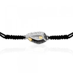 Pulsera Almendra de Vitoria Plata con Lámina de Oro*Eguzkilore Discount