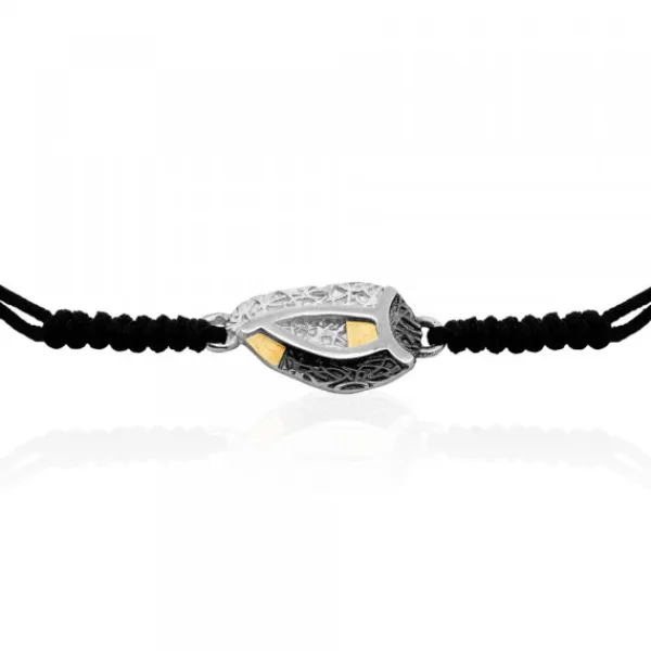 Pulsera Almendra de Vitoria Plata con Lámina de Oro*Eguzkilore Discount