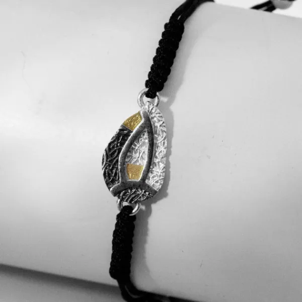 Pulsera Almendra de Vitoria Plata con Lámina de Oro*Eguzkilore Discount