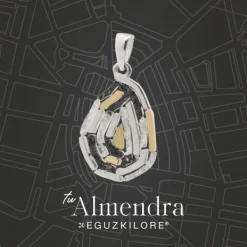 Pulsera Almendra de Vitoria Silueta Plata con Lámina de Oro*Eguzkilore Outlet