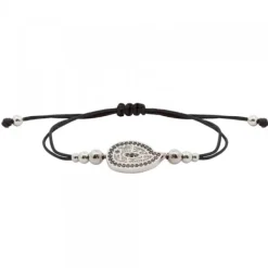 Pulsera Almendra Plata y Circonitas Negras*Eguzkilore New