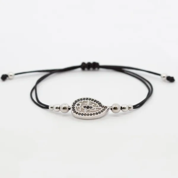 Pulsera Almendra Plata y Circonitas Negras*Eguzkilore New