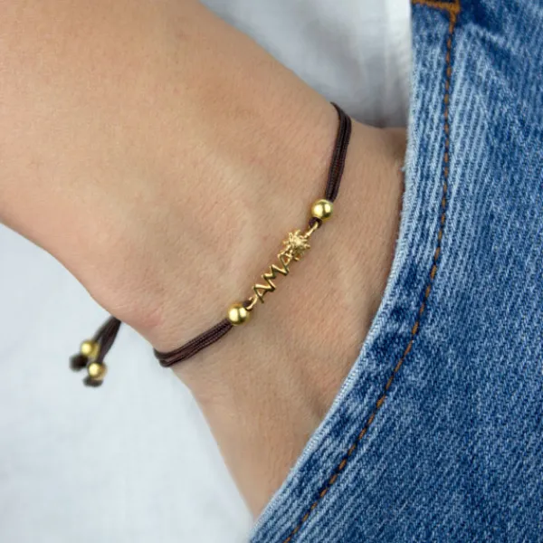 Pulsera Ama Berria Macramé Plata Dorada*Eguzkilore Outlet
