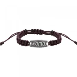 Pulsera Ama Marrón Gruesa Plata Acabado Rústico*Eguzkilore Hot