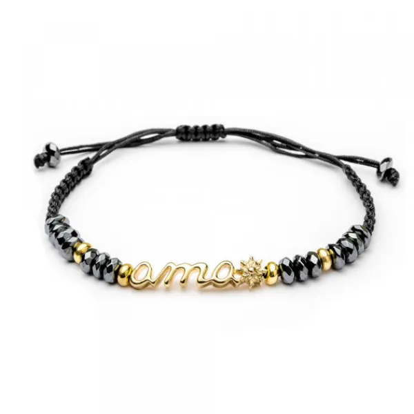 Pulsera Ama Plata Dorada con Hematites*Eguzkilore New