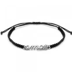 Pulsera Ama Plata Macramé Negro*Eguzkilore New