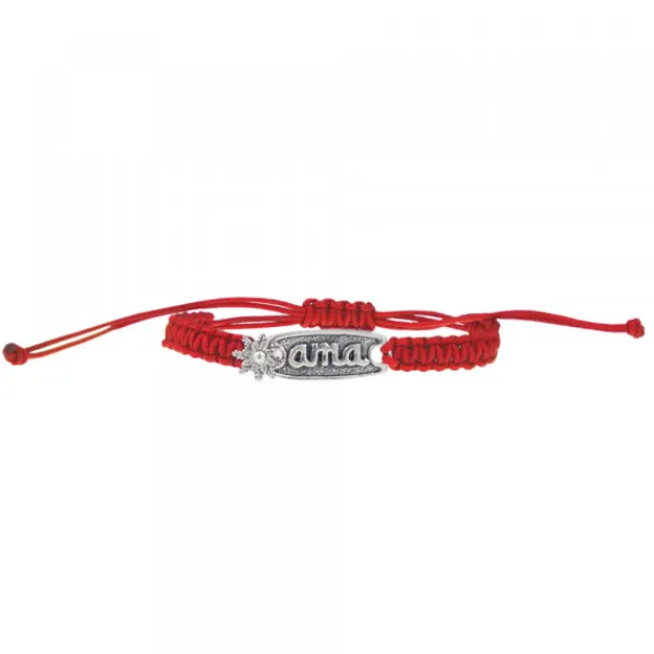 Pulsera Ama Roja Plata Rústica*Eguzkilore Outlet