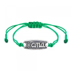 Pulsera Ama Verde Plata Rústica Personalizable*Eguzkilore Discount