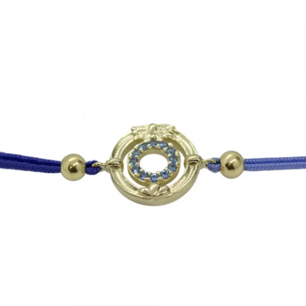 Pulsera Barandilla Concha Dorada y Circonitas Azules*Eguzkilore New