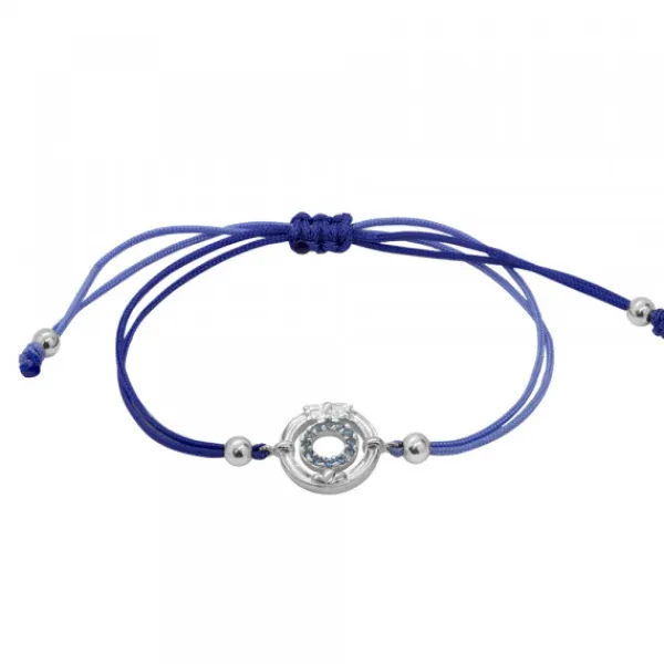 Pulsera Barandilla La Concha Plata y Circonitas Azules*Eguzkilore Online