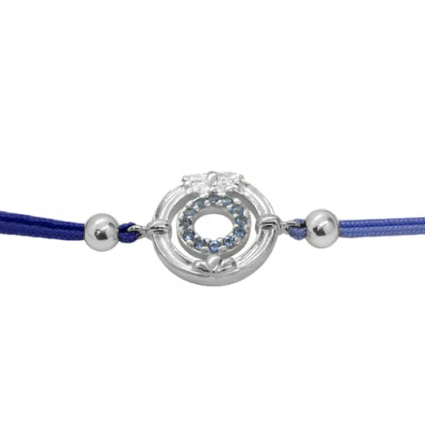 Pulsera Barandilla La Concha Plata y Circonitas Azules*Eguzkilore Online