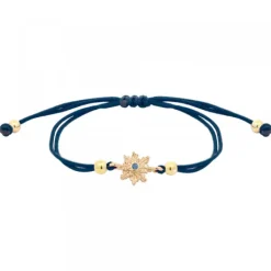 Pulsera Basic Colors Hilo Azul Plata Dorada*Eguzkilore Online