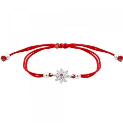 Pulsera Basic Colors Hilo Rojo Plata y Circonita Roja*Eguzkilore Clearance