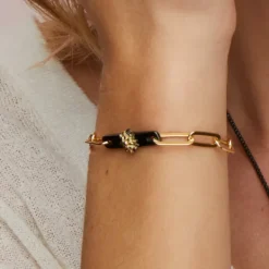 Pulsera Bayona Eslabones Plata Dorada y Rutenio*Eguzkilore Outlet