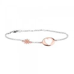 Pulsera Chapa Corazón Calado y Plata Rosa*Eguzkilore New