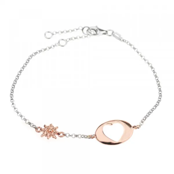 Pulsera Chapa Corazón Calado y Plata Rosa*Eguzkilore New