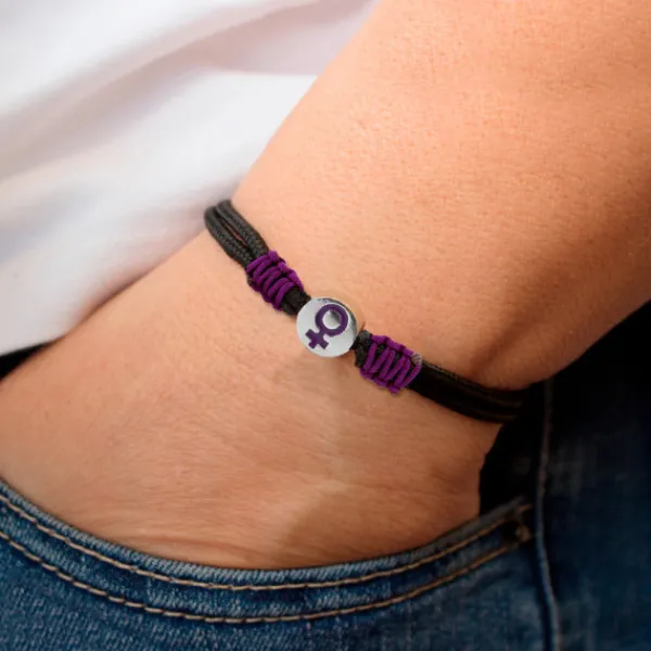 Pulsera Charm Símbolo Mujer Plata Esmalte Morado*Eguzkilore Discount